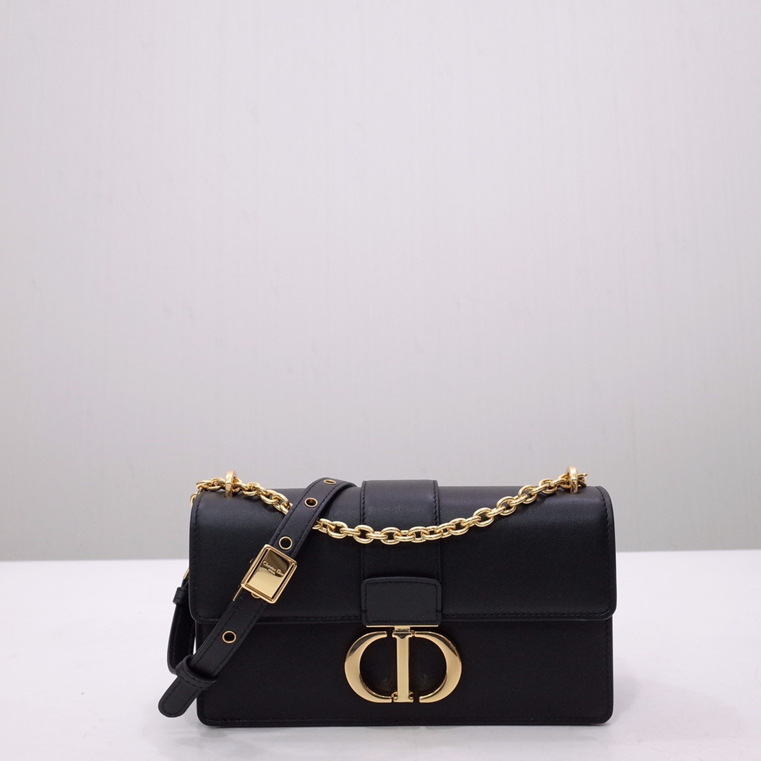 30 Montaigne East-West Bag with Chain Black Calfskin